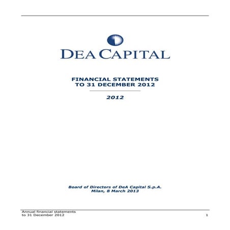 DeA Capital bilancio 2012 eng