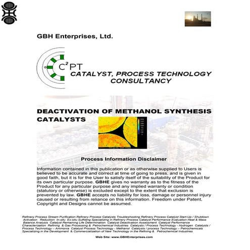 DEACTIVATION OF METHANOL SYNTHESIS CATALYSTS