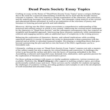 Dead Poets Society Essay Topics.pdf