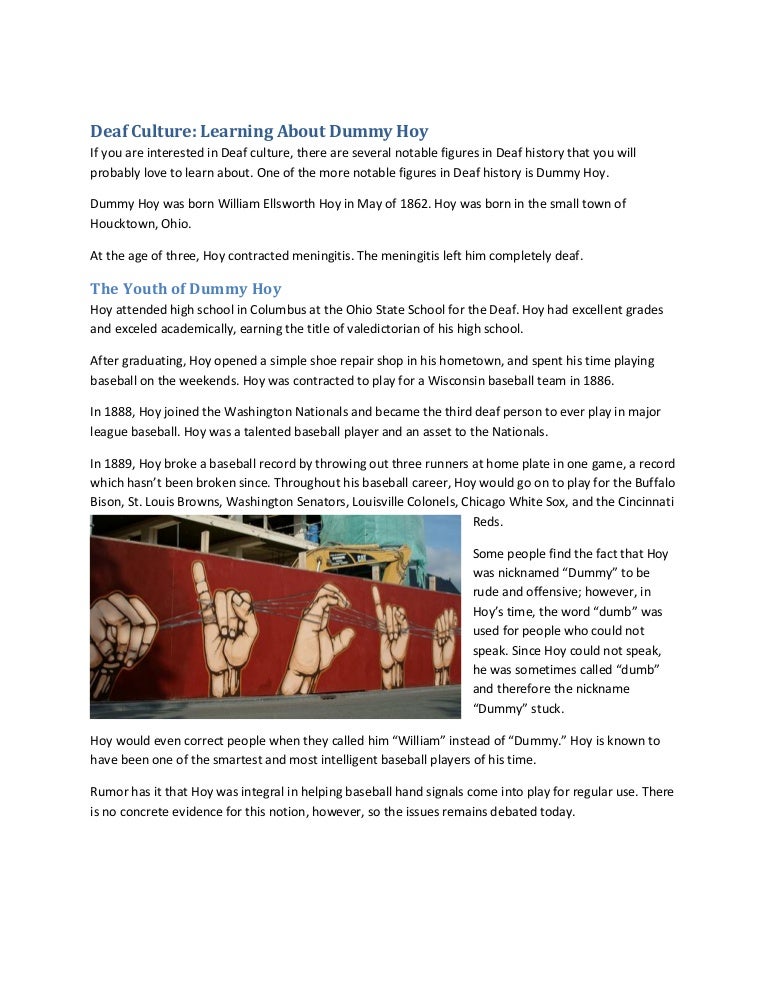 Deaf Culture Learning About Dummy Hoy