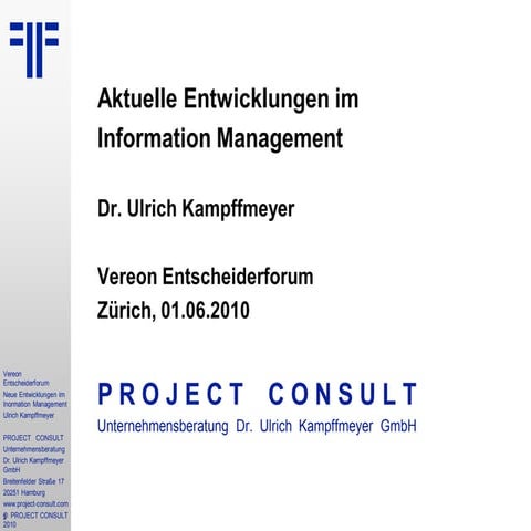 [DE] Aktuelle Entwicklungen im Information Management | Vereon Entscheiderfor...