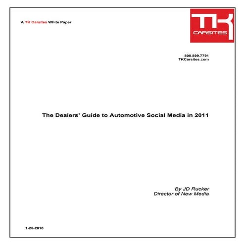 TK Carsites: Dealers Guide to Automotive Social Media