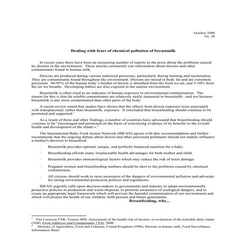 Dealing With Fears Of Chemical Pollution Of Breastmilk