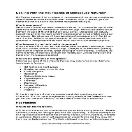 Dealing with the hot flashes of menopause naturally