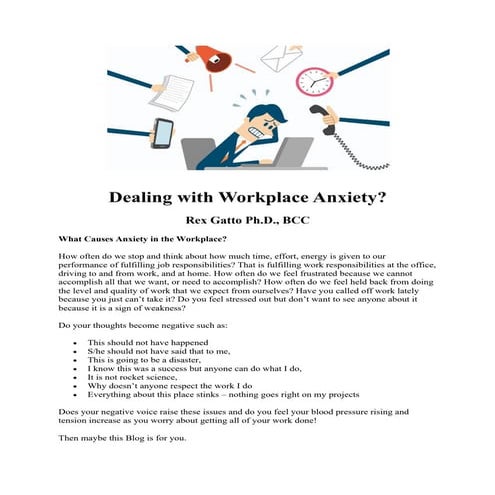 Dealing with Workplace Anxiety