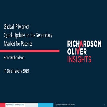 Global IP Market Quick Update on the Secondary Market for Patents