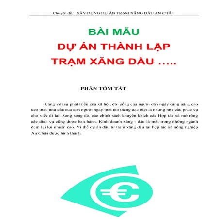 Đề án lập kế hoạch kinh doanh TRẠM XĂNG DẦU - trường TOPICA