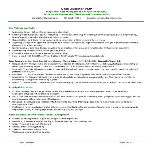 Dean leutscher, pmp resume 2 17
