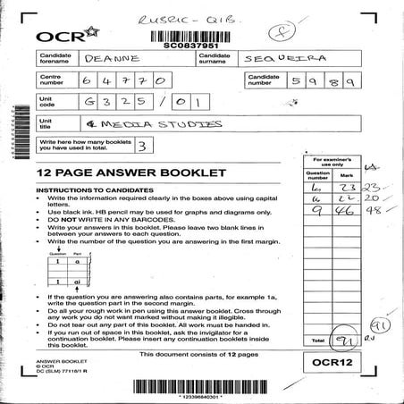 'A' Grade - Unit G325 Past Paper