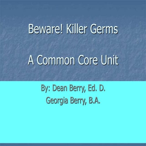 Dean R Berry Beware! Killer Germs