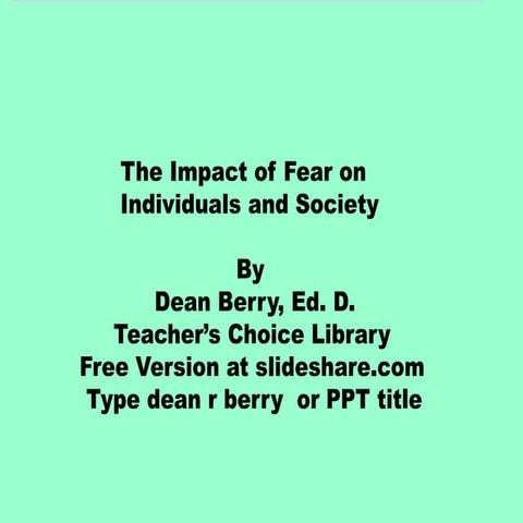 Dean r berry fear and power unit 