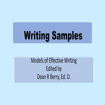 Dean r berry good writing samples 