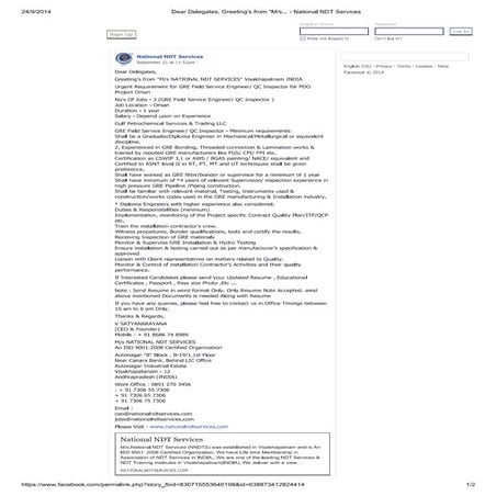 Dear delegates, greeting...  national ndt services