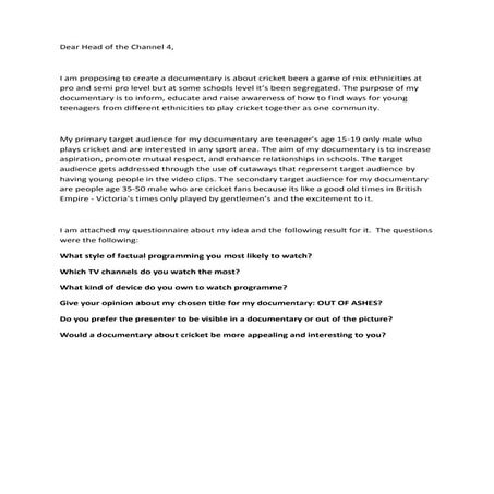 Dear head of the channel 4