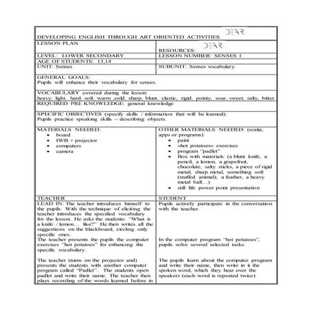 Senses elementary 1 | DOCX