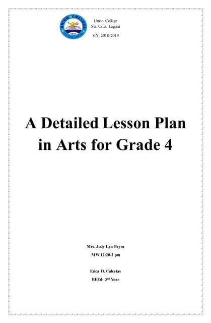 Lines, Shapes, and Colors Lesson for Grade 1 | PDF