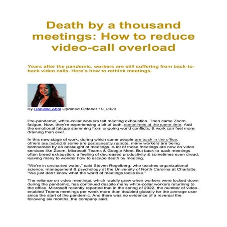 Death by a thousand meetings