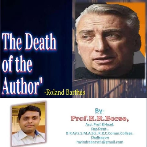 Barthes Death Of The Author Death of the Author by Roland Barthes .pptx