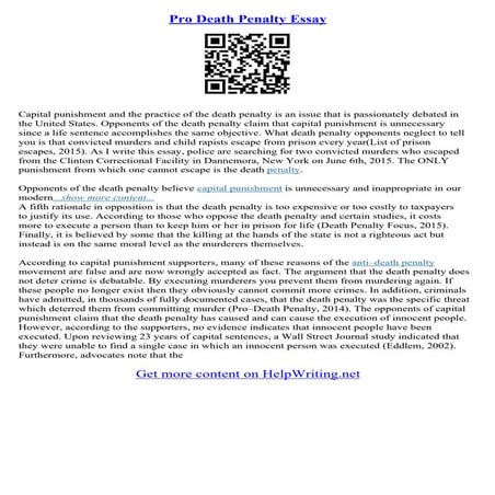Death Penalty Argument Essay