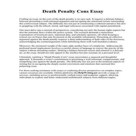 Death Penalty Cons Essay. Universidad Cristiana Logos