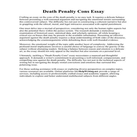 Death Penalty Cons Essay