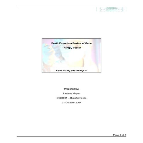 Death prompts a review of gene therapy vector