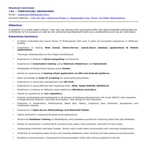 Debanjan mazumdar cv