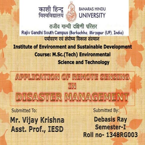 Remote sensing in Disaster management