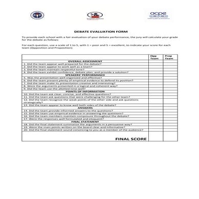 Debate Assesment Criteria | PDF