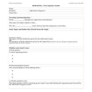 Debate preparation templates