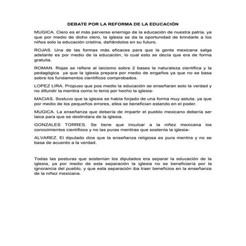 Debate por la reforma de la educación