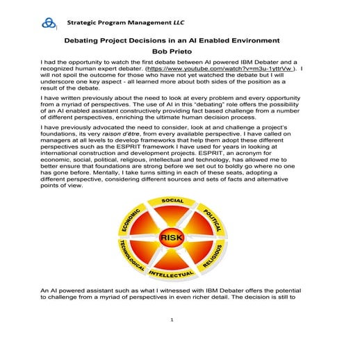 Debating project decisions in an ai enabled environment