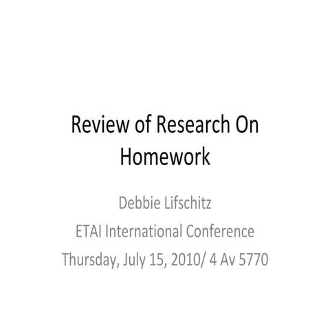 Review of Research On Homework