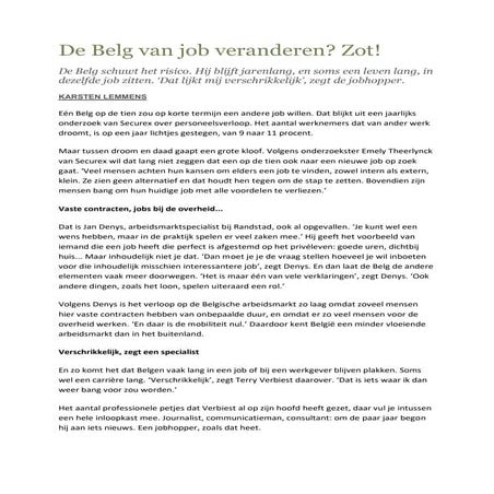 De belg van job veranderen   zot