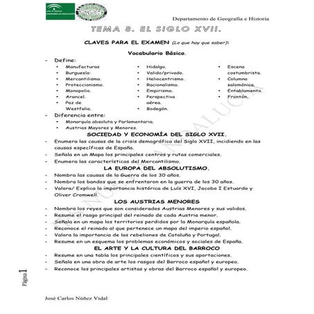 Deberes tema 8 Siglo XVII