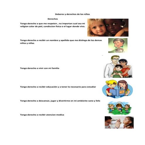 Deberes y derechos de los niños