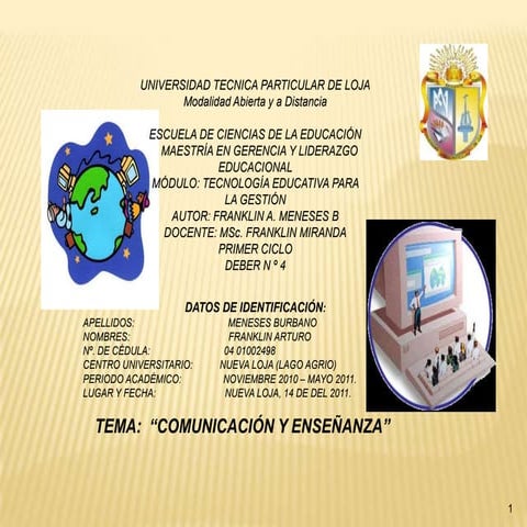 Deber nº. 4. COMUNICACION Y ENSEÑANZA