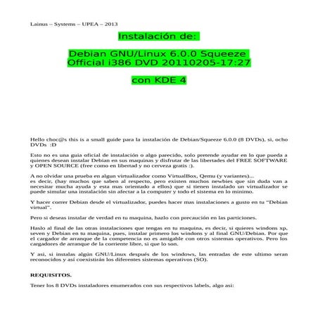 GNU/Linux Debian Squeeze 6.0.0 Instalación