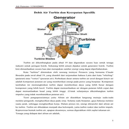 Debit air turbin dan kecepatan spesifik