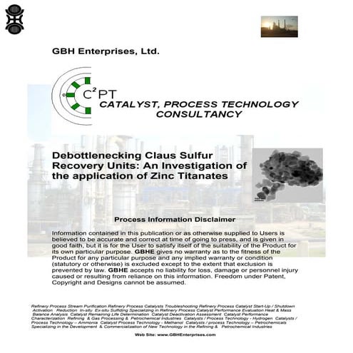 Debottlenecking Claus Sulfur Recovery Units: An Investigation of the applicat...