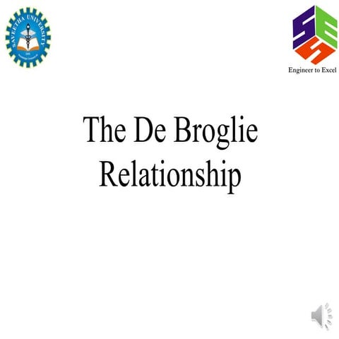 De Broglie Relationship De Broglie Relationship