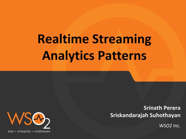 ACM DEBS 2015: Realtime Streaming Analytics Patterns