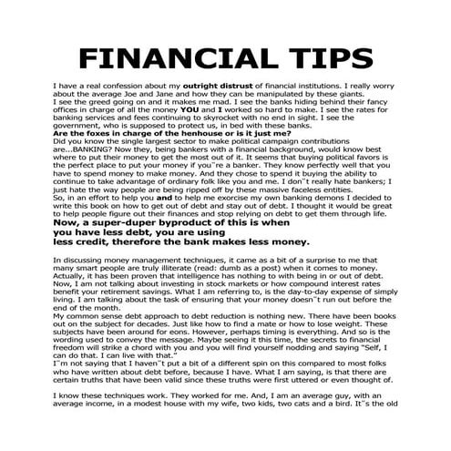 Debt and savings e book by rick