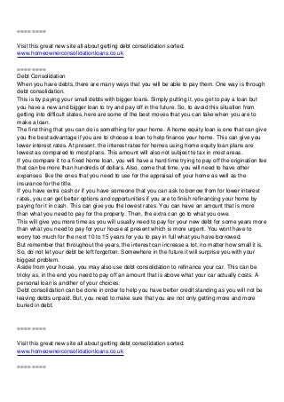 Debt Consolidation Programs are best!