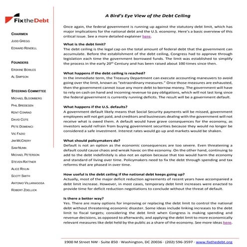 A Bird’s Eye View of the Debt Ceiling 