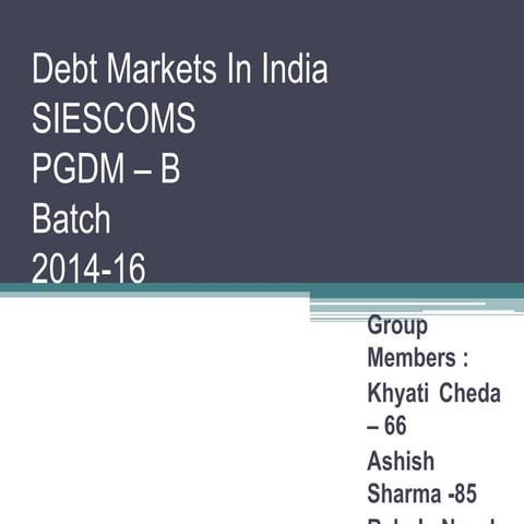 Debt markets in India