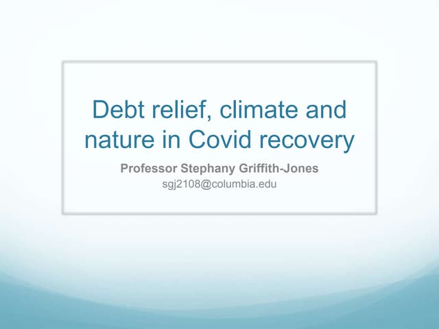 Debt relief, climate and nature in COVID-19 recovery