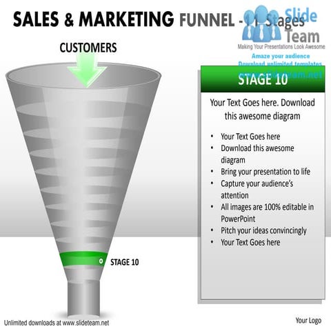 Debt sales & marketing funnel 11 power point slides and ppt diagram templates 