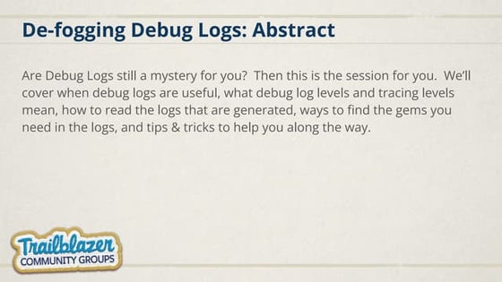 Buckeye Dreamin' 2023: De-fogging Debug Logs