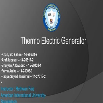 Thermo Electric Generator 